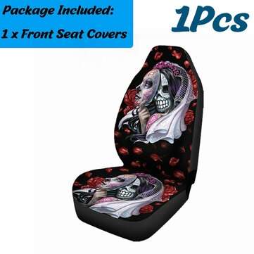 1/7Pcs Universal Car Seat Covers Funky Flag Skull Design Front Seat Full Cover (QUANTITY: 1PCS)