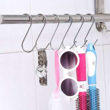 10 Pcs Stainless Steel Hanger Clasp Rack S Shape Hooks Clothes Pot Pan Cloth Hanger