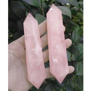 100% Natural Pink Rose Crystal Quartz Stone Point Double Terminated Wand Healing Desktop Decorations