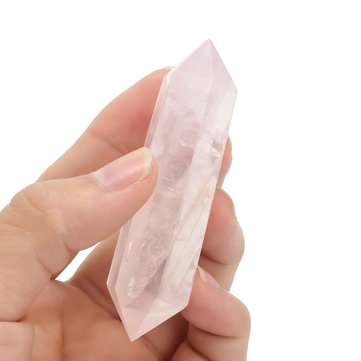 100% Natural Pink Rose Crystal Quartz Stone Point Double Terminated Wand Healing Desktop Decorations