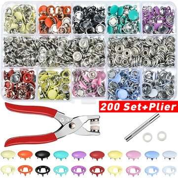 100/200 Sets DIY Press Studs Tools Kit Assorted Colors Snap Metal Sewing Buttons (TYPE: D.)