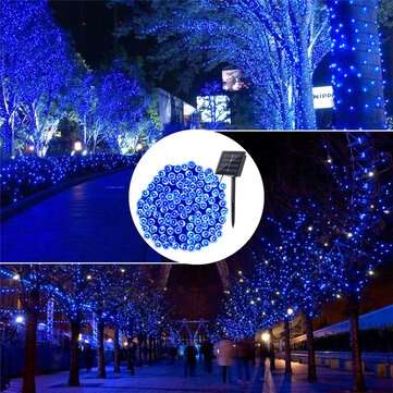 100LED 12M Solar Power Fairy String Lights Christmas Party Decor Garden Outdoor (LIGHT COLOR: BLUE)