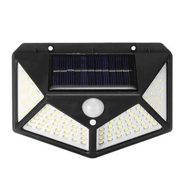 100LED Solar Motion Sensor Wall Light Outdoor Garden Lamp Waterproof Security Ligh... (COLOR: BLACK)