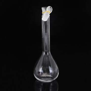 100mL Clear Glass Volumetric Flask w/ Glass Stopper Lab Chemistry Glassware
