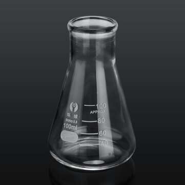 100mL Lab Glass Erlenmeyer Conical Flask Bottle w/ Rim Borosilicate Laboratory Glassware