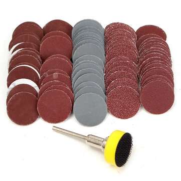 100Pcs 1" 100 180 240 1500 3000 Grit Sanding Disc Hook Loop Sandpaper +Shank