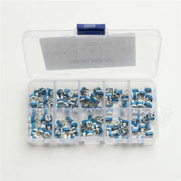 100Pcs 10 Values Variable Resistor 500R To 1M RM065 Carbon Film Horizontal Trimpot Potentiometer