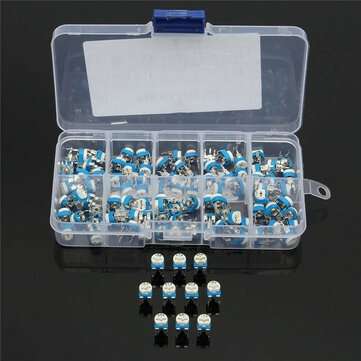 100Pcs 10 Values Variable Resistor 500R To 1M RM065 Carbon Film Horizontal Trimpot Potentiometer