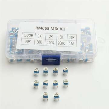 100Pcs 10 Values Variable Resistor 500R To 1M RM065 Carbon Film Horizontal Trimpot Potentiometer