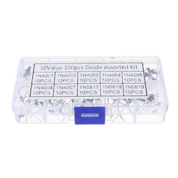 100pcs 10 Values Rectifier Diode Assorted Kit 1N4001 1N4002 1N4003 1N4004 1N4005 1N4006 1N4007 1N581
