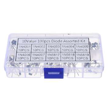100pcs 10 Values Rectifier Diode Assorted Kit 1N4001 1N4002 1N4003 1N4004 1N4005 1N4006 1N4007 1N581