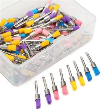 100pcs 2.35mm Shank Colorful Nylon Flat Polishing Brushes Set Polisher Prophy Brushes