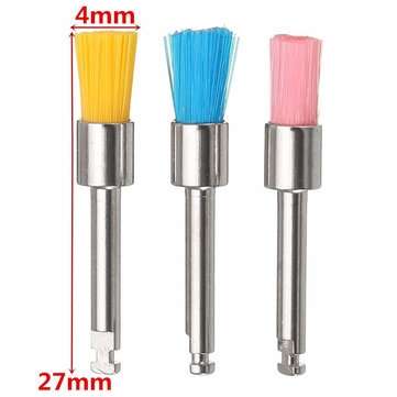 100pcs 2.35mm Shank Colorful Nylon Flat Polishing Brushes Set Polisher Prophy Brushes