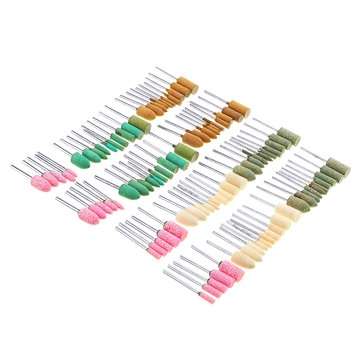 100pcs 5 Different Assorted Mounted Point Stone Rubber Grinding Head Polishing Wheel Wool Felt Dreme
