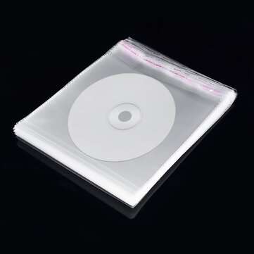 100Pcs 7.5``x7.5`` CD Record Outer Cover OPP Sleeves Clear Storage Self Adhesive Bag CD Storage Bag
