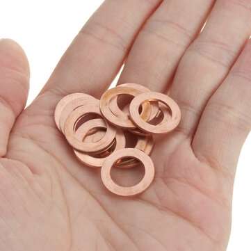 100Pcs Assorted Copper Sealing Solid Gasket Washer Sump Plug Oil For Boat Crush Flat Seal Ring Tool