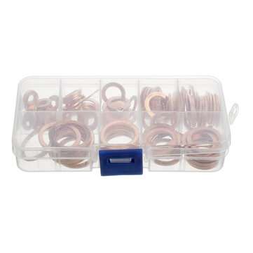 100Pcs Assorted Copper Sealing Solid Gasket Washer Sump Plug Oil For Boat Crush Flat Seal Ring Tool