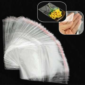 100Pcs Resealable Transparent Cellophane Opp Bag With Self Seal Strip