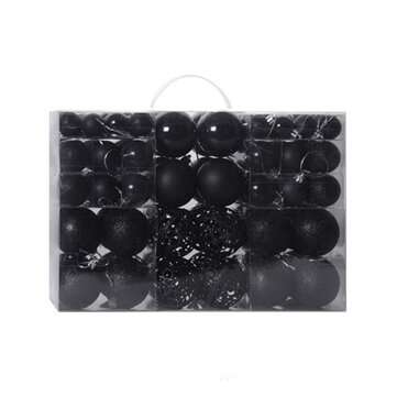 100pcs Decration Ball Set Christmas Tree Decorations Balls Bauble Pack Hanging Ba... (COLOR.: BLACK)