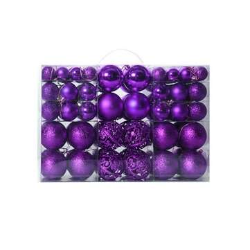 100pcs Decration Ball Set Christmas Tree Decorations Balls Bauble Pack Hanging B... (COLOR.: PURPLE)