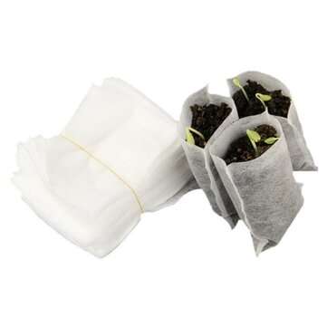 100Pcs Seedling Raising Nursery Bags Plants Grow Pouch Fiber Nursery Pots Garden
