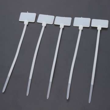 100pcs White Nylon Zip Cable Tie Label Strap Strip With Marking Tag 3X100mm