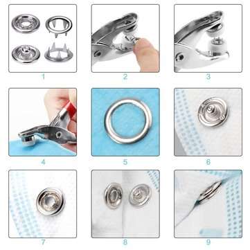100Sets Handmade Sewing Sliver Metal Prong Snap Buttons Press Studs Fasteners Baby Romper Buckle But