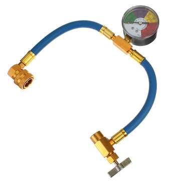 100psi Air Conditioning Recharge Hose with Pressure Gauge AC R134A 1/2 Inch Refrigerant Recharge Mea