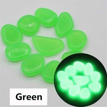 100Pcs/Set Luminous Glow Pebble Stones Aquarium Garden Walkway Rock Home Decorati... (COLOR.: GREEN)