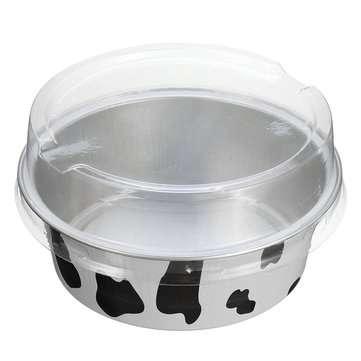 100Pcs/Set Round Aluminum Foil Cake Cup Reusable Baking Mold Muffin Case with Cover (COLOR.: COW)
