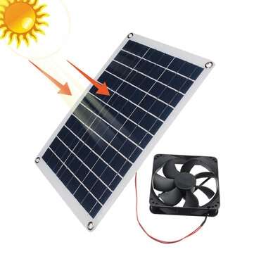 100W 12V/24V Solar Panel Powered Exhaust Fan Waterproof USB Solar Exhaust Fan