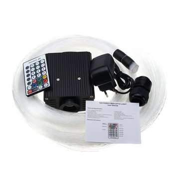 100V-240V 16W RGBW Fiber Optic LED Light Star Ceiling Kit 450Pcs 2M 0.75mm Bright Crystal