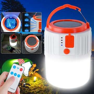 100W Solar Lanterns Light Bulb LED Hanging Camping Tent Lamp Remote/USB Charger (TYPE: A)