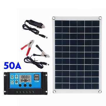 100W Solar Panel Kit 12V Battery Charger 10-100A LCD Controller For Car... (CONTROLLER CURRENT: 50A)