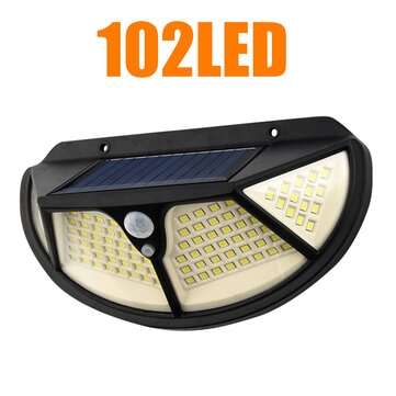 102LED Solar Power Waterproof PIR Motion Sensor Wall Light Outdoor Garden ... (LED QUANTITY: 102LED)