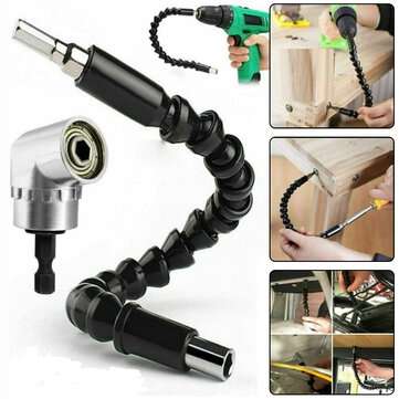 105 Degree Right Angle Drill Adapter with Flexible Shaft Bits Extension Shaft with Screwdriver Bit H