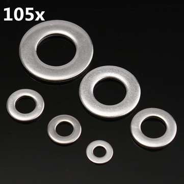 105Pcs Metric Flat Washers Stainless Steel Screw Repair Kit M3/M4/M5/M6/M8/M10