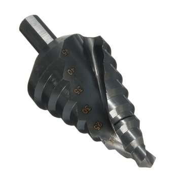 10-45mm HSS Spiral Grooved Step Drill Bit  Nitriding Black Groove Core  Hole Cutter Bit