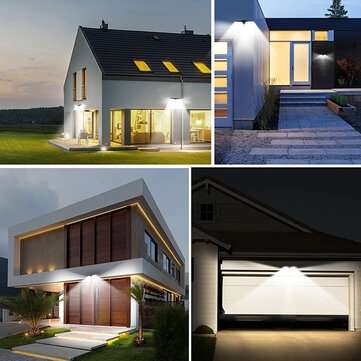 104LED Solar Powered Wall Light PIR Motion Security Flood Lamp Outdoor Light