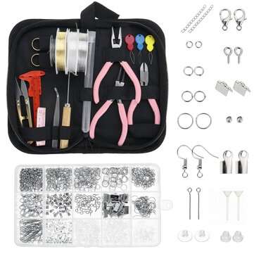 1072Pcs DIY Necklace Bracelet Earrings Set Jewelry Making Kit Handmade Jewelry