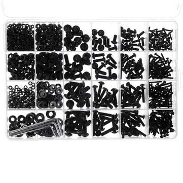 1060pcs M2 M3 M4 M5 Hex Socket Screw Set Carbon Steel Semicircular Head Screws