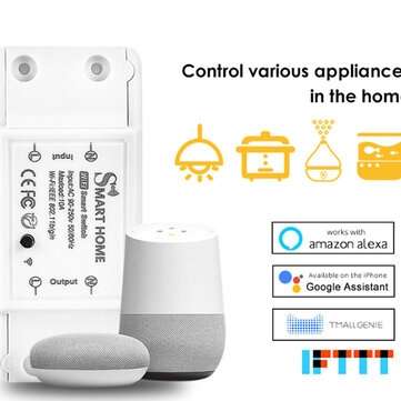 10A/2200W WiFi Smart Light Switch Diy Breaker Module APP Timer Remote Control Compatible with Alexa