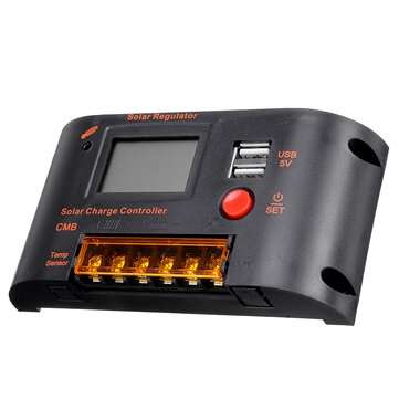 10A/20A PWM Solar Charger Controller 12V 24V Auto LCD Display Dual USB 5V 2A Outpu... (CURRENT: 20A)