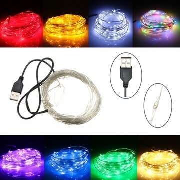 10M 100 LED USB Silver Wire Flexible String Fairy Light Christmas Wedding Party Decor (COLOR.: RGB)