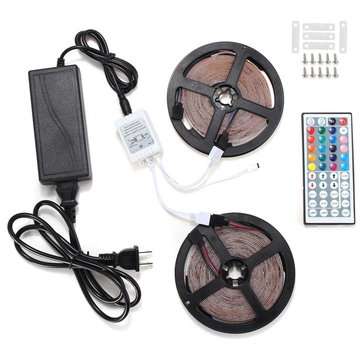 10M 600 LED Color Changing SMD3528 RGB LED Strip Tape Rope Light Kit + IR Controller + Adapter DC12V