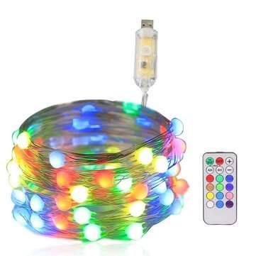 10M 33FT Built-in IC Individual Control USB RGB LED String Light + 12 Modes Remote Control for Chris