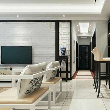 10m Brick Pattern 3D Textured Non-woven Flocking Wallpaper White Wall Paper Roll (No Glue)