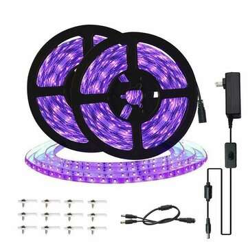 10M LED String Light UV Ultraviolet Flexible Purple 33ft Black Li... (PLUG: EUPLUG | WATERPROOF: NO)