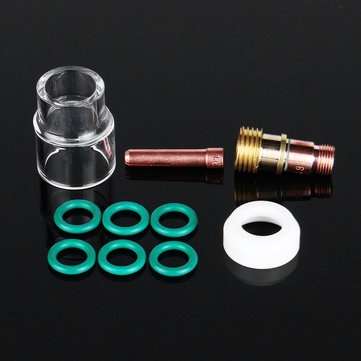 10Pcs 1.6mm 1/16inch TIG Welding Torch Stubby Gas Lens #12 Pyrex Cup Kit for WP-17/18