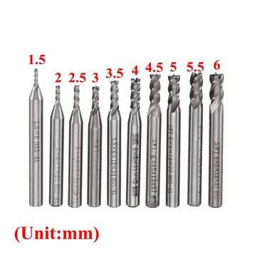 10pcs 1.5mm to 6mm HSS 4 Flute End Mill Cutter 6mm Shank Milling Cutter Set